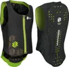 A black and green protective vest shown from the front and back. Voir les images du produit