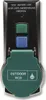 A close-up studio shot of an outdoor RCD socket with test and reset buttons. Produktbild-Vorschau
