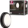 A product package for a Paulmann Wall LED Sensor light, shown next to the actual product. Produktbild-Vorschau