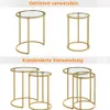 Yaheetech 2er Set runder Beistelltisch Couchtisch aus Glas Produktbild-Vorschau 5