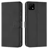 A black flip case for a smartphone is shown from the front and back. Produktbild-Vorschau