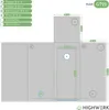 Diagram showing dimensions and features of a grow tent. Náhľad obrázku produktu