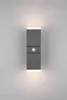 A modern, gray LED wall light with a motion sensor, mounted on a light gray wall. Anteprima dell’immagine prodotto