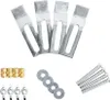 A collection of hardware components, including metal brackets, brass fittings, washers, and screws, arranged on a white background. Náhľad obrázku produktu