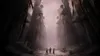 Three figures stand at the bottom of a grand, ancient-looking corridor with massive statues on either side. Náhľad obrázku produktu