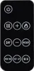 A black remote control with white icons and text. Podgląd zdjęcia produktu
