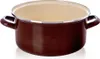A brown enamel pot with two handles is shown against a white background. Anteprima dell’immagine prodotto