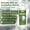 A bottle of drain cleaner with marketing text and icons. Produktbild-Vorschau