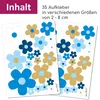 Blumen-Aufkleber-Set Blümchen blau braun I Flower-Power Produktbild-Vorschau 2