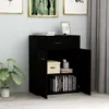 A black sideboard is shown in a room with artwork on the wall and a plant. Produktbild-Vorschau