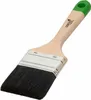 A paintbrush with a wooden handle and black bristles is shown against a white background. Produktbild-Vorschau