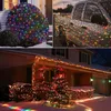 A collage of images showing outdoor Christmas lights decorating a bush, a truck, and a house with a Christmas tree. Produktbild-Vorschau