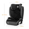 A black and gray car seat with dimensions indicated by measurement lines and text. Anteprima dell’immagine prodotto
