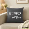 Huuraa Kissen Hartzer mit Herz 40x40cm mit Füllung Steel Produktbild-Vorschau 2