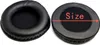 Two black headphone ear pads are shown on a white background. One ear pad is shown from the side, and the other is shown from the top with a red line and the word "Size" indicating a measurement. Náhled obrázku produktu