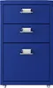 A blue filing cabinet with three drawers and silver handles, shown from the front. Voir les images du produit