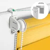 Close-up of a roller blind mechanism and fabric, with an inset showing a measurement detail. Produktbild-Vorschau