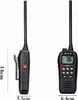 Two walkie-talkies are shown side-by-side against a white background. The walkie-talkie on the left is shown from the side, and the one on the right is shown from the front. Dimensions are indicated with text. Náhľad obrázku produktu