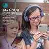 Two young girls wearing headphones and looking at their phones. Produktbild-Vorschau