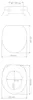 Diagrams showing the dimensions of a toilet seat. Produktbild-Vorschau