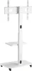 A white TV stand with a shelf and wheels. Anteprima dell’immagine prodotto