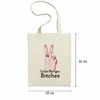 Guten Morgen Bitches Frauenhand Peace Zeichen Jutebeutel - Produktbild-Vorschau 2