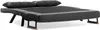 A dark grey sofa bed is shown from a side-angle on a white background. Náhled obrázku produktu