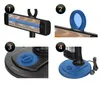 A collage of four close-up images showing different parts and features of a black and blue infrared heater. Anteprima dell’immagine prodotto