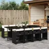 vidaXL 9-tlg. Garten-Essgruppe mit Kissen Schwarz Poly Produktbild-Vorschau 2