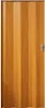 A full view of a closed wooden folding door with a silver handle on the right side. Produktbild-Vorschau