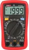 A red and black digital multimeter is shown against a white background. Produktbild-Vorschau