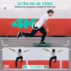 A man skateboarding in front of a red and white wall with "4K" graphics, and a split screen showing two skateboarding action shots with camera interface elements. Produktbild-Vorschau