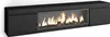 A black electric fireplace unit with a glass front showing flames and logs. Voir les images du produit