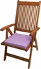 A wooden garden chair with a purple cushion. Produktbild-Vorschau