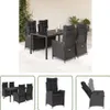 The Living Store 5-tlg. Garten-Essgruppe mit Kissen Schwarz Produktbild-Vorschau 1