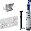 A collection of plumbing parts for a toilet cistern. Produktbild-Vorschau
