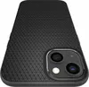 A black phone case with a textured surface is shown from a diagonal angle, highlighting the camera cutout. Voir les images du produit