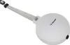 A white hula hoop with a gray strap and a black button is shown against a white background. Voir les images du produit