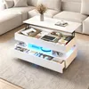 Merax Höhenverstellbarer Couchtisch mit LED, Hochglanz Produktbild-Vorschau 4