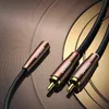 Ugreen AV198 audio kábel 3.5 mm jack / 2x RCA F/M 1m, hnedý Náhľad obrázku produktu 3