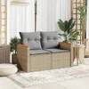 The Living Store Gartensofa mit Kissen 2-Sitzer Beige Poly Produktbild-Vorschau 4
