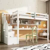 A child's bedroom with a loft bed, desk, and chair. Produktbild-Vorschau