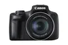 A front view of a black Canon PowerShot SX50 HS digital camera against a white background. Produktbild-Vorschau
