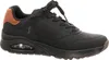A black sneaker with brown accents is shown from the side against a white background. Produktbild-Vorschau
