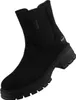 Auf dem Bild ist ein schwarzer Stiefel zu sehen der von der rechten Seite betrachtet wird. Der Stiefel hat eine hohe Form und eine strukturierte Oberfläche. Produktbild-Vorschau