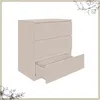 A beige three-drawer dresser is shown against a white background. Produktbild-Vorschau