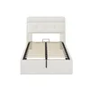 A white bed frame with a slatted base, shown from the front. Anteprima dell’immagine prodotto