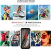 A collage of images showcasing various activities and features, including underwater scenes, outdoor adventures, and close-ups of a person's face. Produktbild-Vorschau