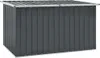 A dark gray outdoor storage box with a silver lid frame. Voir les images du produit