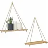 Wandplank met touw, set van 2, houten hangplank, 35 cm, Productafbeelding-voorbeeld 1